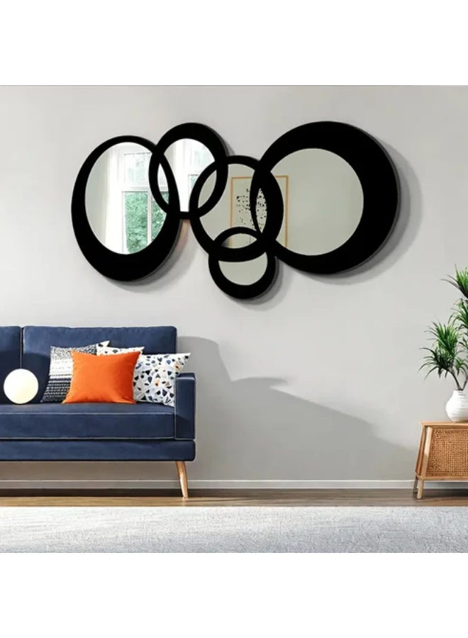 EMAAZZ LLC Modern Decorative Wall Mirror with Circular Ring Design | Large Black Frame Mirror Art for Living Room Bedroom and Hall - Image 1